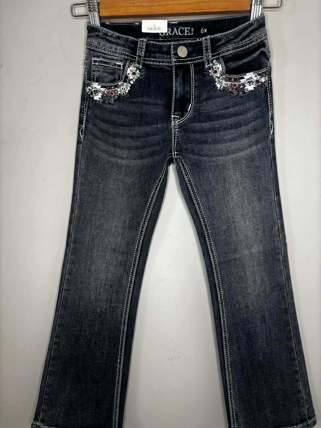 Grace in LA Girls Teeny Fit Floral Jeans