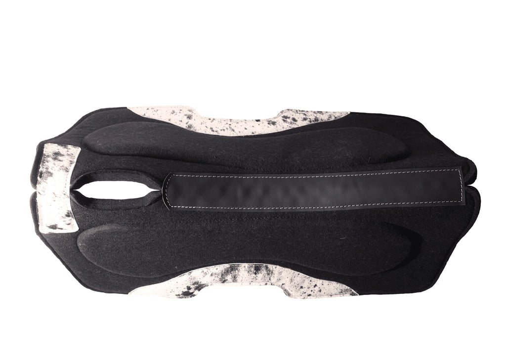 BLACK WITH COWHIDE ACCENT SADDLE PAD [FELT/WOOL HY