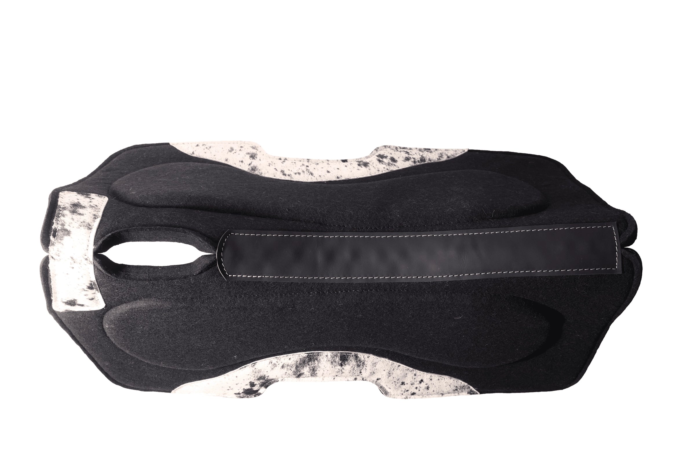 BLACK WITH COWHIDE ACCENT SADDLE PAD [FELT/WOOL HY