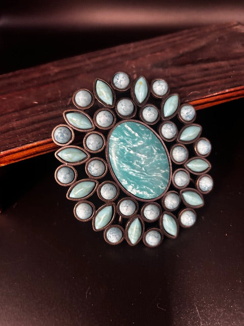 WESTERN TURQUOISE BEAD BUCKLE