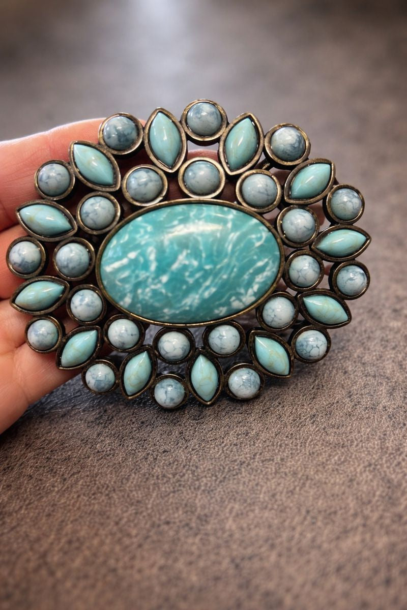 WESTERN TURQUOISE BEAD BUCKLE
