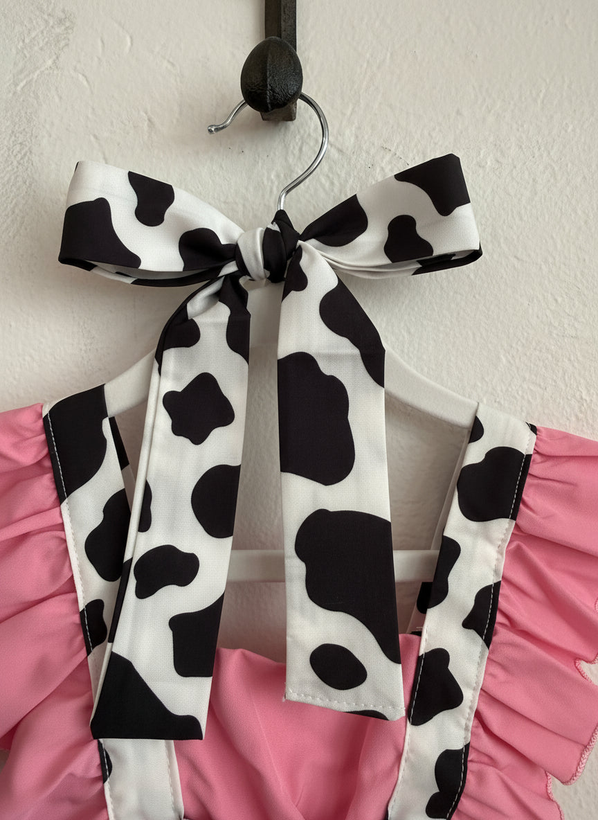 The Rusty Spur Co. Pink Bow Cow Print Dress