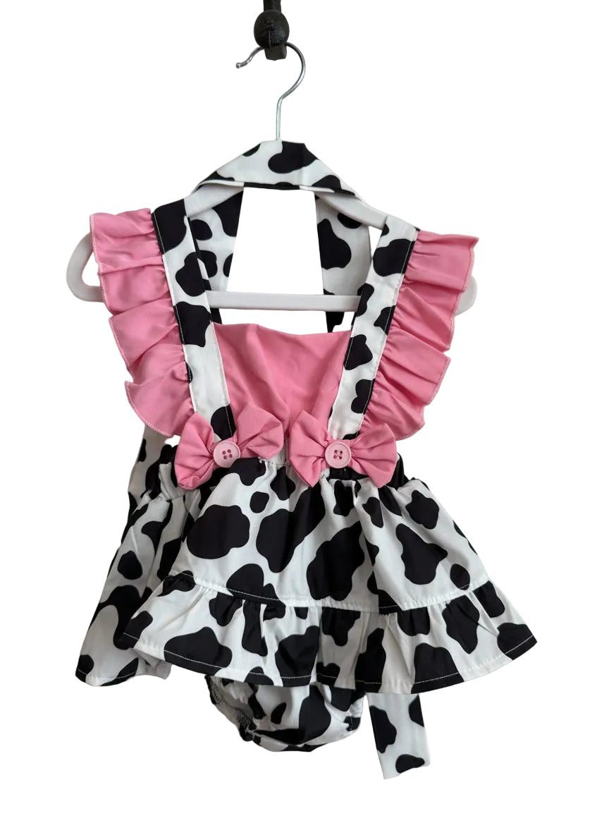 The Rusty Spur Co. Pink Bow Cow Print Dress