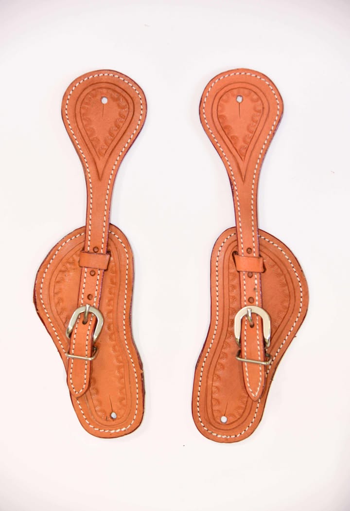 The Rusty Spur Co. Tooled light tan spur strap