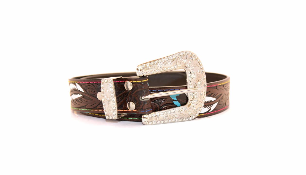 rainbow stitch feather belt