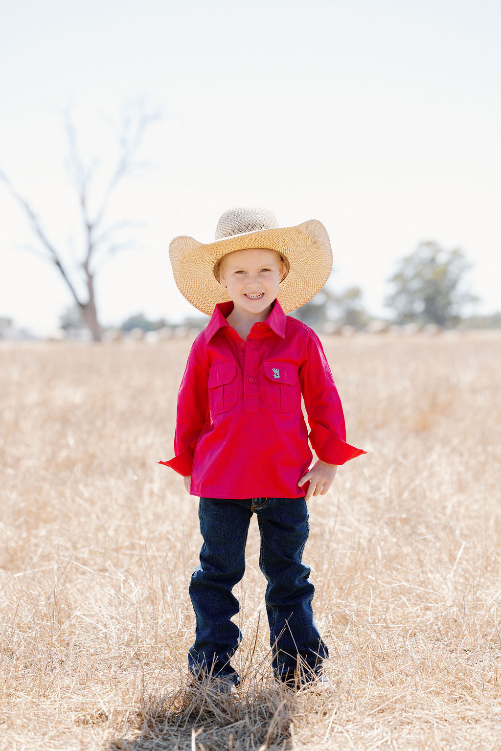 Kids Half Button Work Shirt