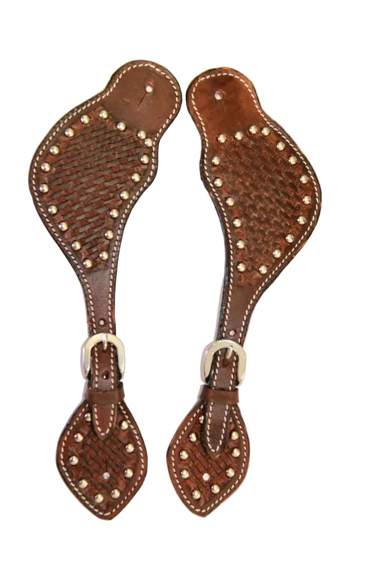 Dark Studded basket weave spur strap