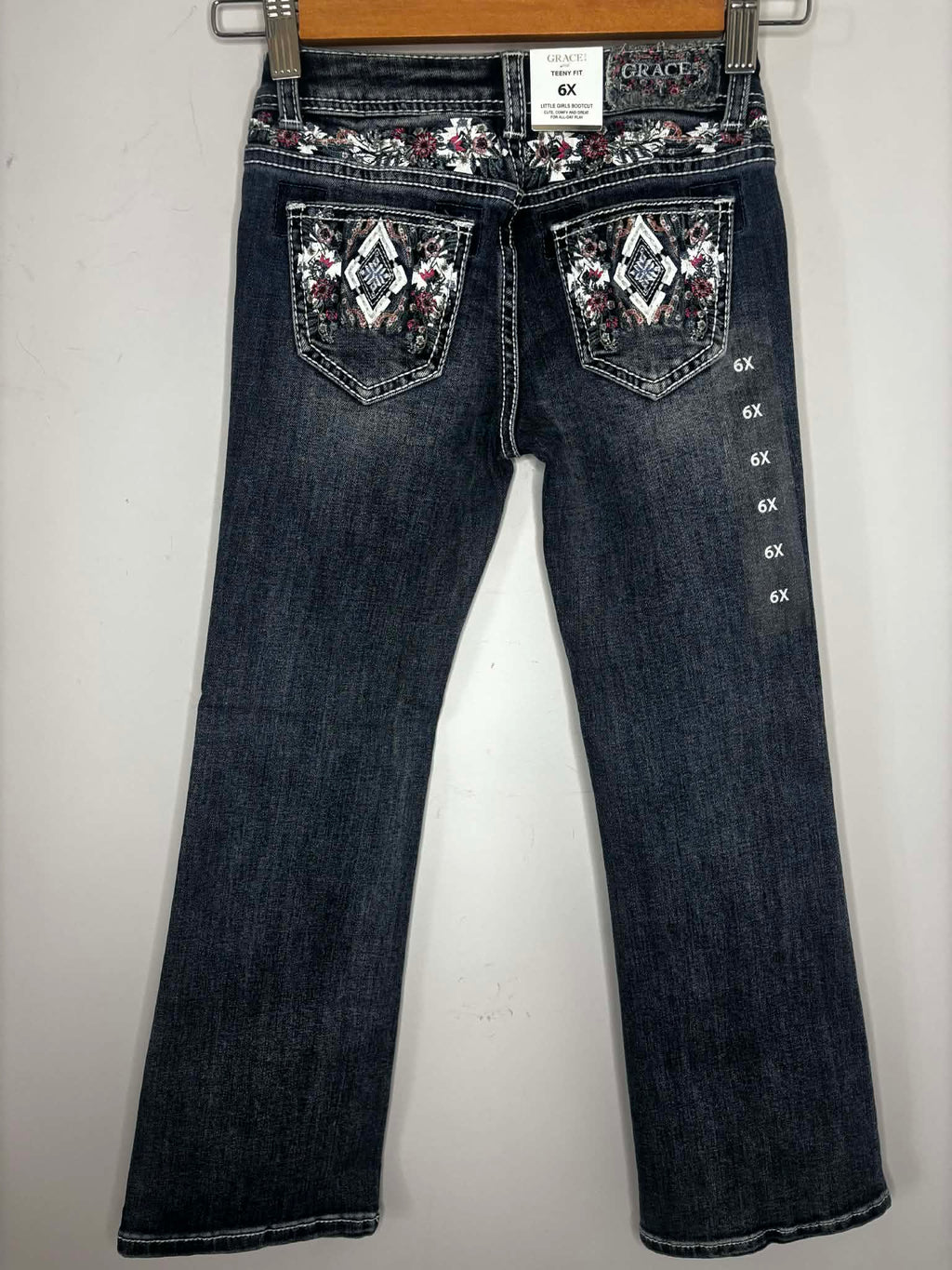 Grace in LA Girls Teeny Fit Floral Jeans